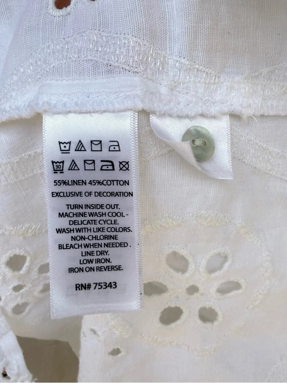 NWT CHRISTIAN SIRIANO Linen blend White Eyelet Tunic Top Size XL Coastal Beach - Picture 9 of 10